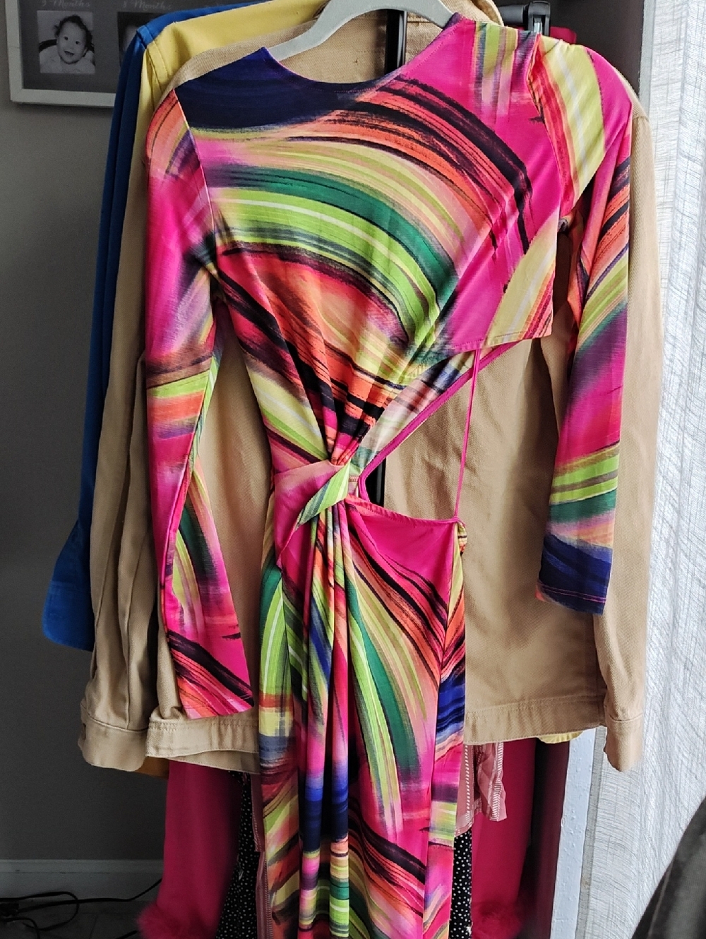 Fashion Nova One-Shoulder Multicolor Swirl Dress